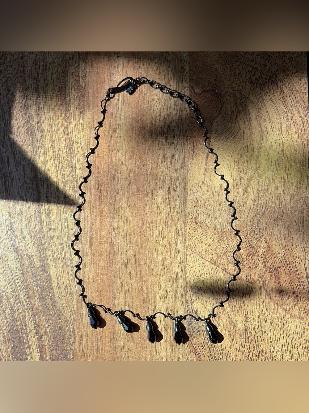 Vintage 90s Givenchy Delicate Black Beaded Drop Necklace